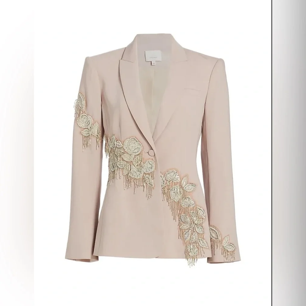 NWT $795 CINQ A SEPT Candace Crepe Floral Embroidered Jacket Blazer - Picture 6 of 8